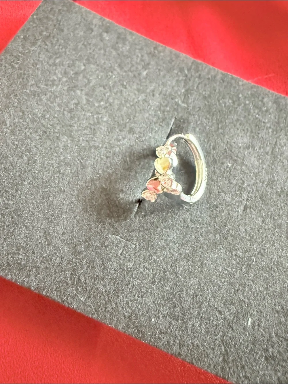 Silver Heart & Crystal Hoop Earrings - Silver